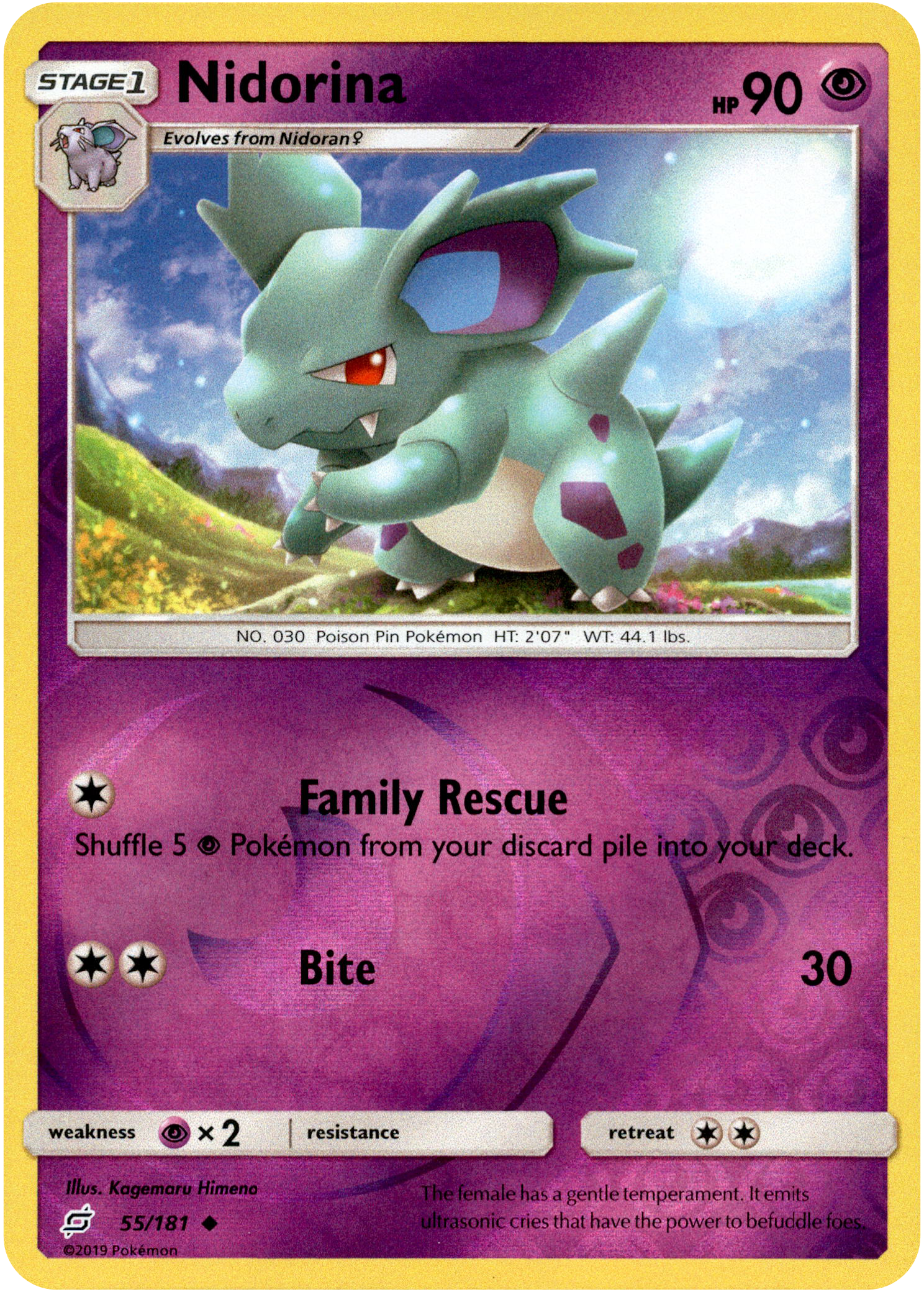 Nidorina - 55/181 - Team Up - Reverse Holo - Card Cavern