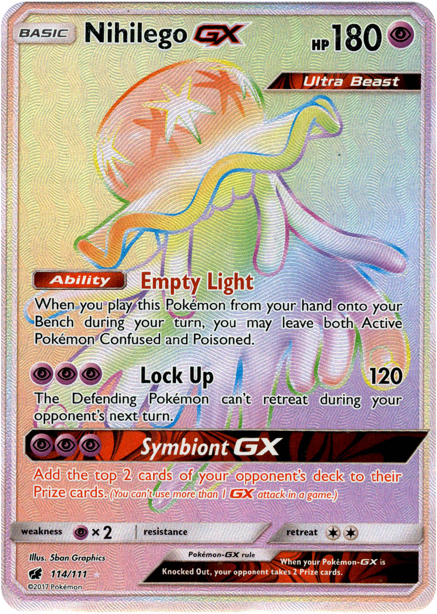Nihilego GX Hyper Rare - 114/111 - Crimson Invasion - Holo - Card Cavern