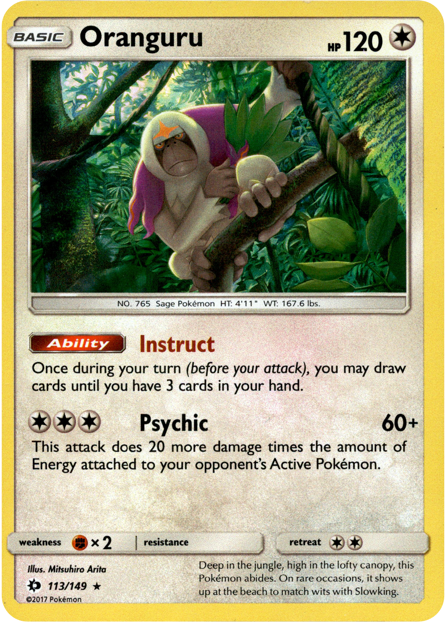 Oranguru - 113/149 - Sun & Moon - Holo - Card Cavern