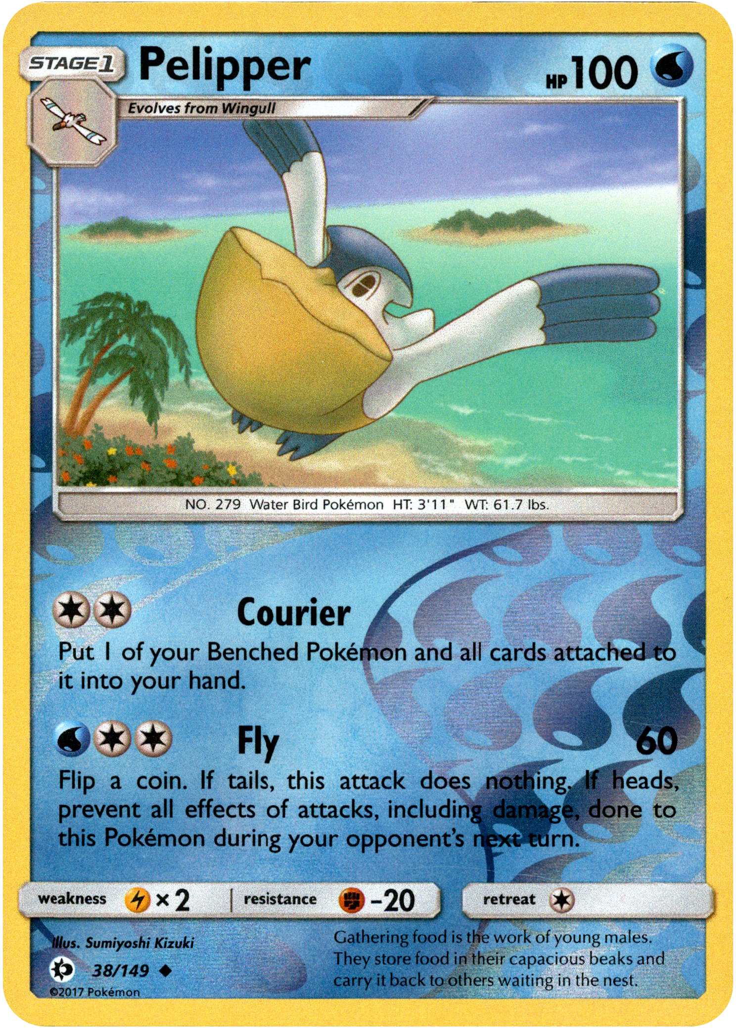 Pelipper - 38/149 - Sun & Moon - Reverse Holo - Card Cavern
