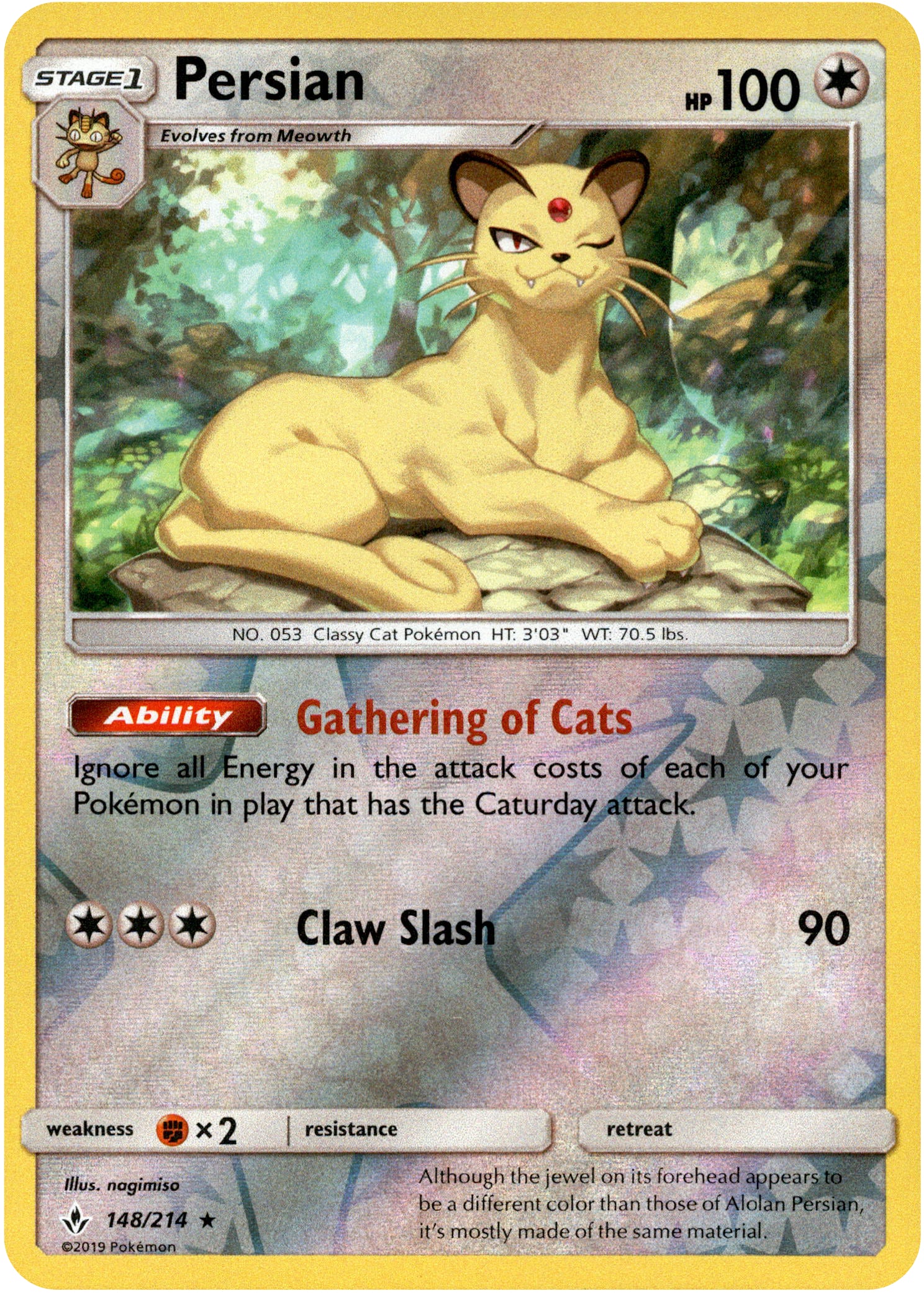 Persian - 148/214 - Unbroken Bonds - Reverse Holo - Card Cavern