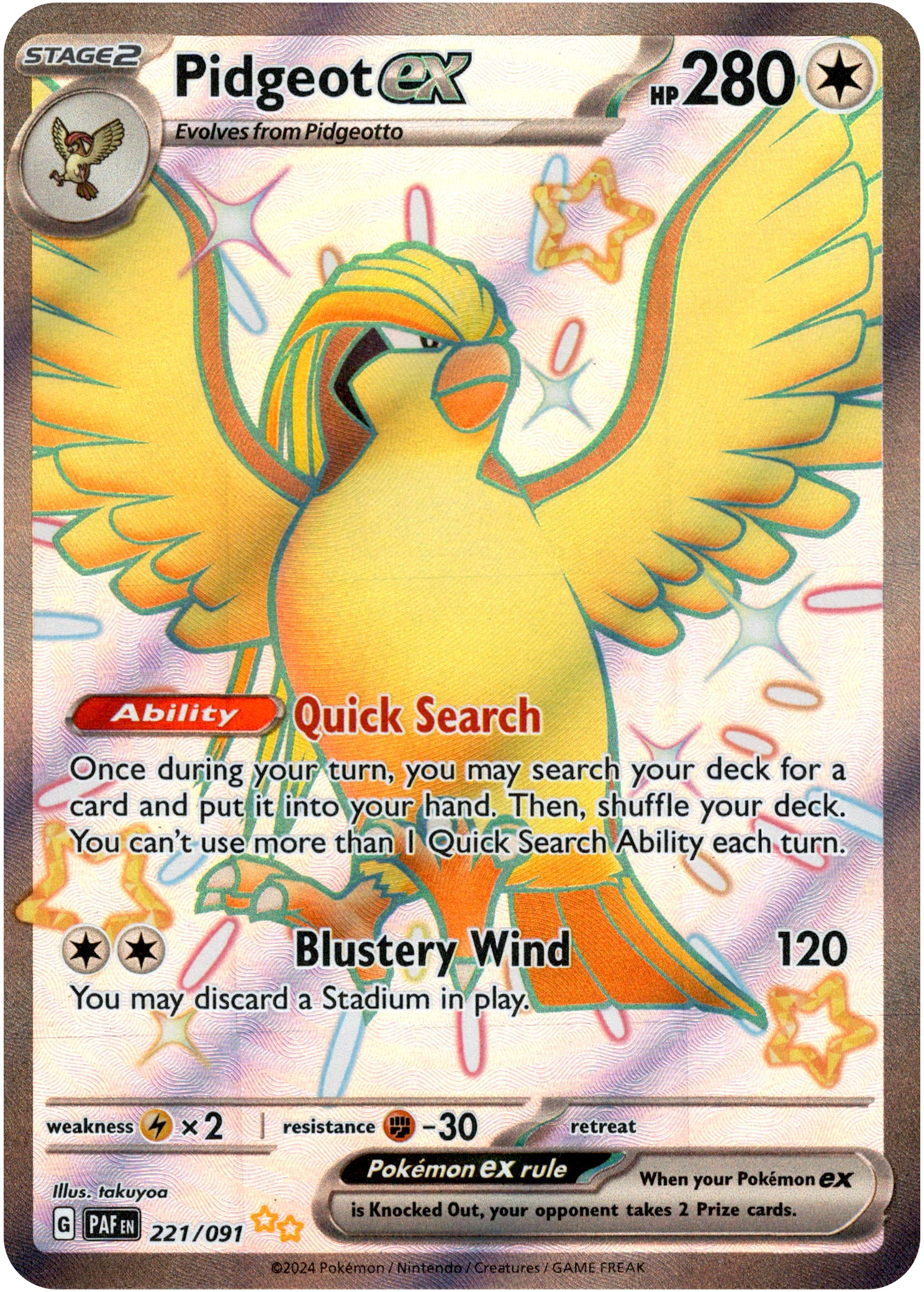 Pidgeot ex - 221/091 - Paldean Fates - Holo - Card Cavern