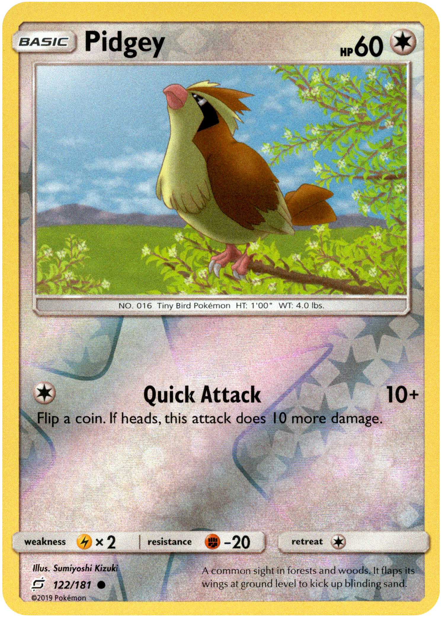 Pidgey - 122/181 - Team Up - Reverse Holo - Card Cavern