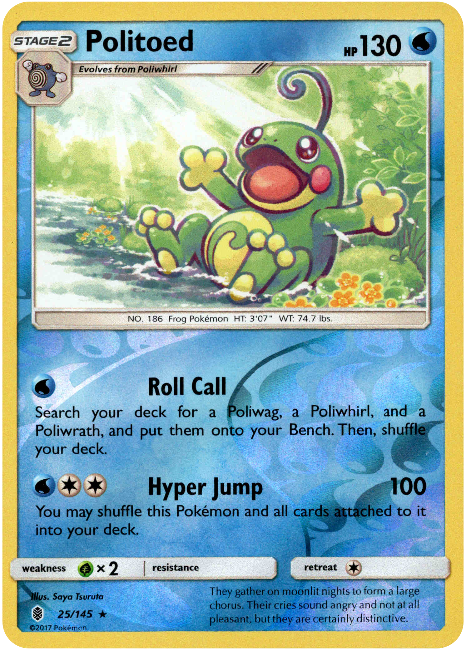 Politoed - 25/145 - Guardians Rising - Reverse Holo - Card Cavern