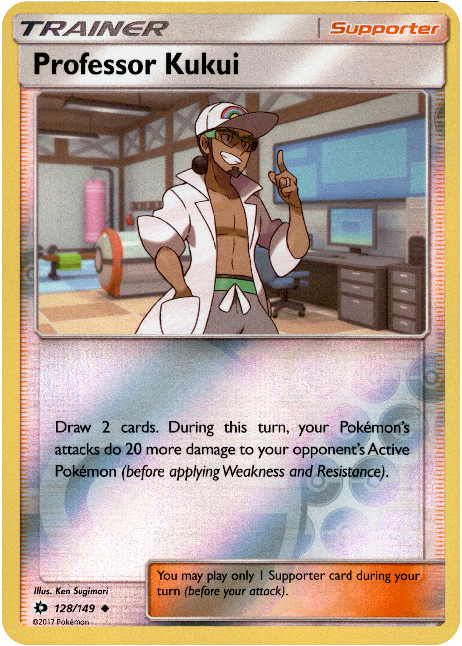 Professor Kukui - 128/149 - Sun & Moon - Reverse Holo - Card Cavern