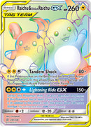 Raichu & Alolan Raichu GX Hyper Rare - 241/236 - Unified Minds - Holo - Card Cavern