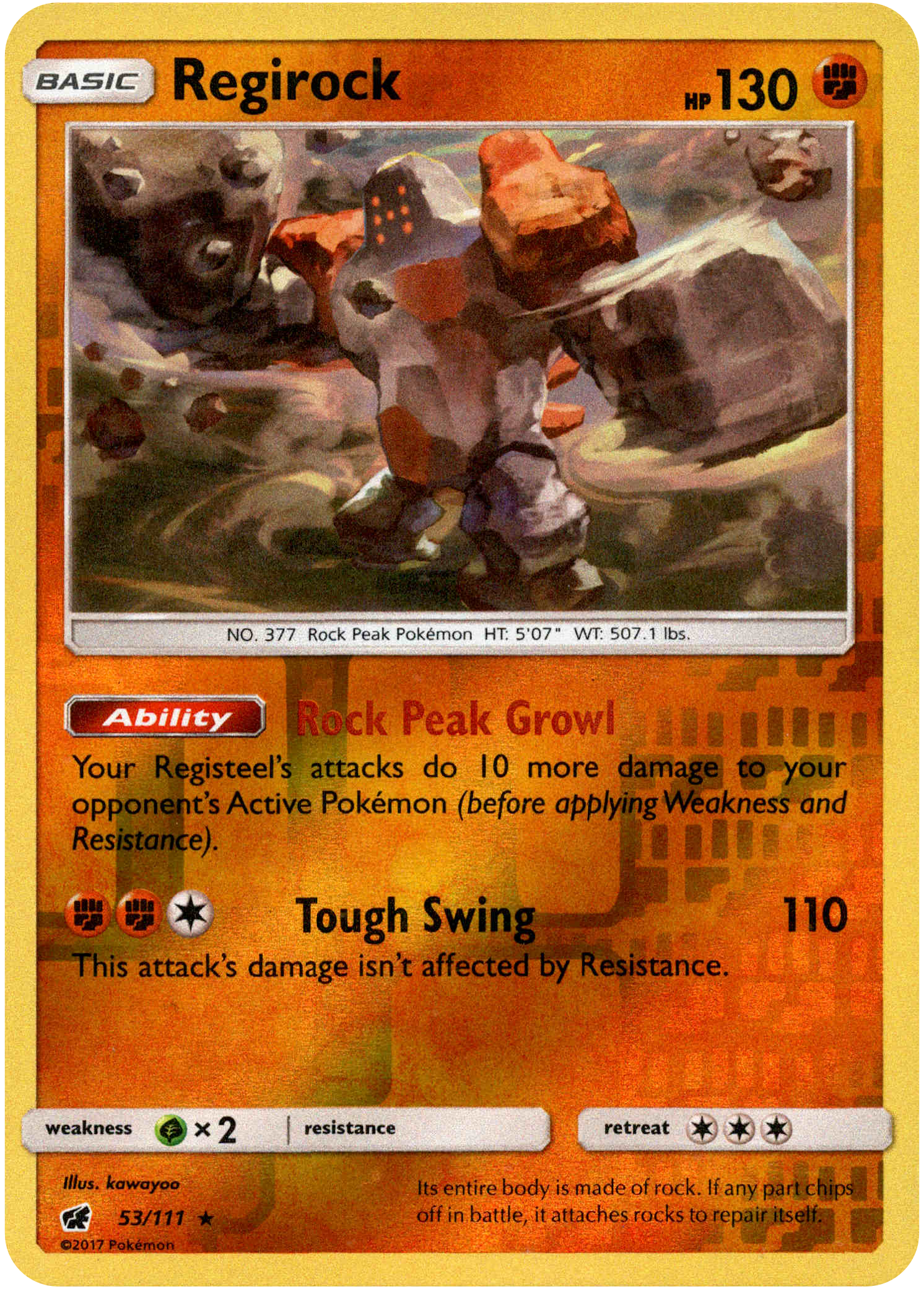 Regirock - 53/111 - Crimson Invasion - Reverse Holo - Card Cavern