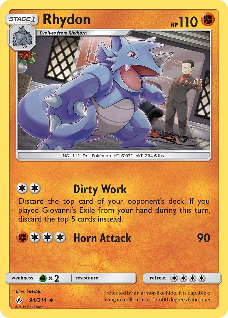Rhydon - 94/214 - Unbroken Bonds - Card Cavern