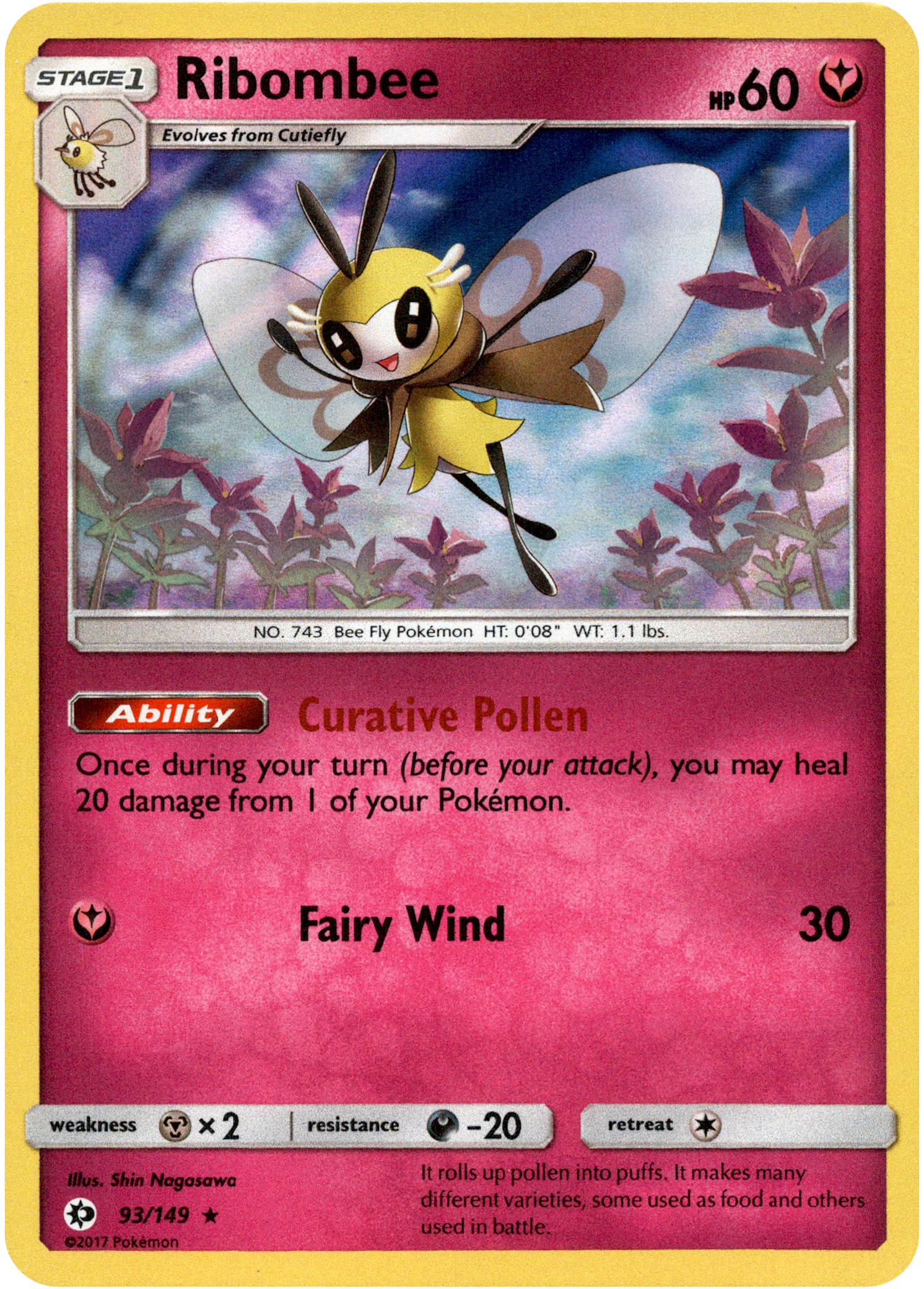 Ribombee - 93/149 - Sun & Moon - Holo - Card Cavern