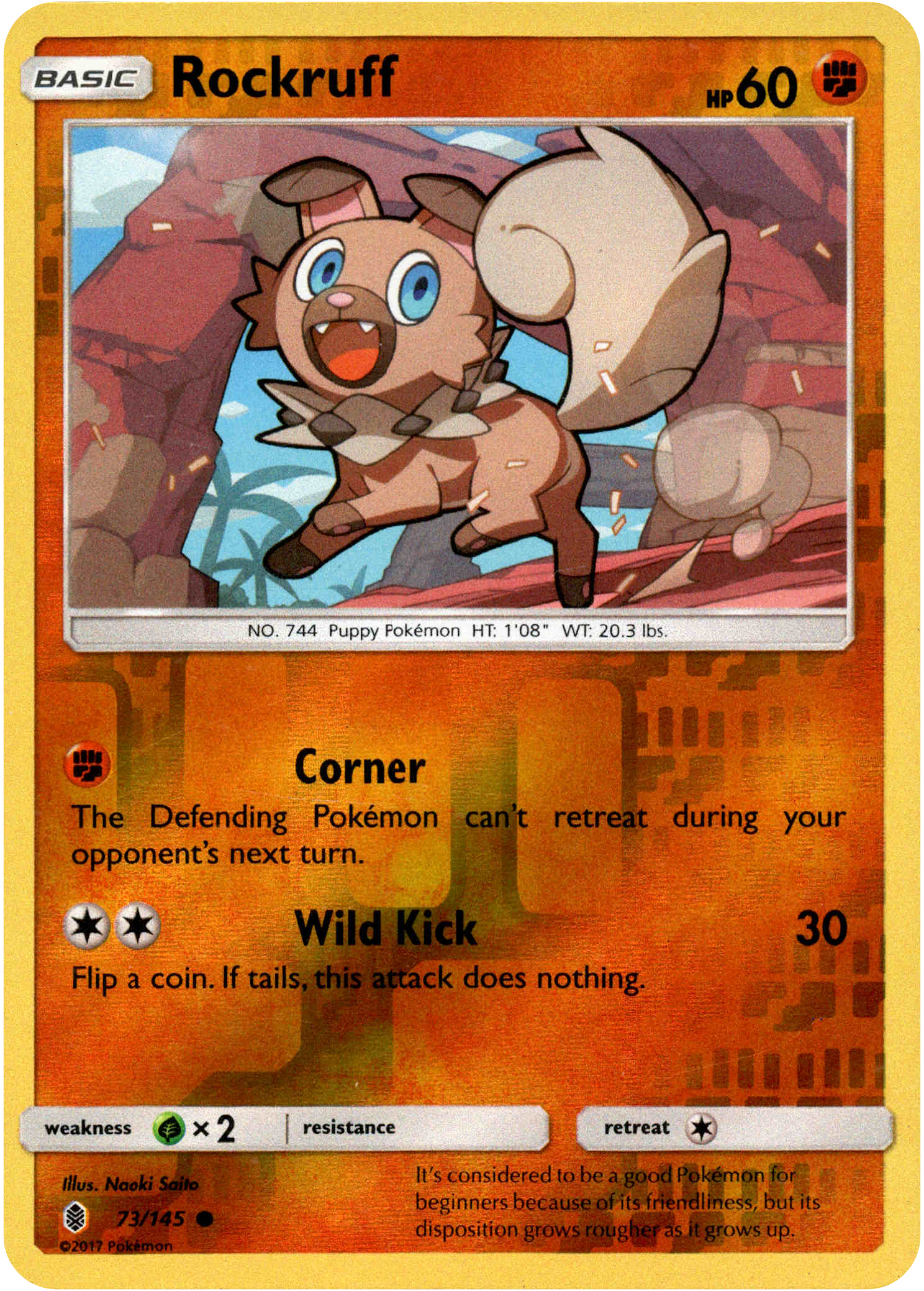 Rockruff - 73/145 - Guardians Rising - Reverse Holo - Card Cavern
