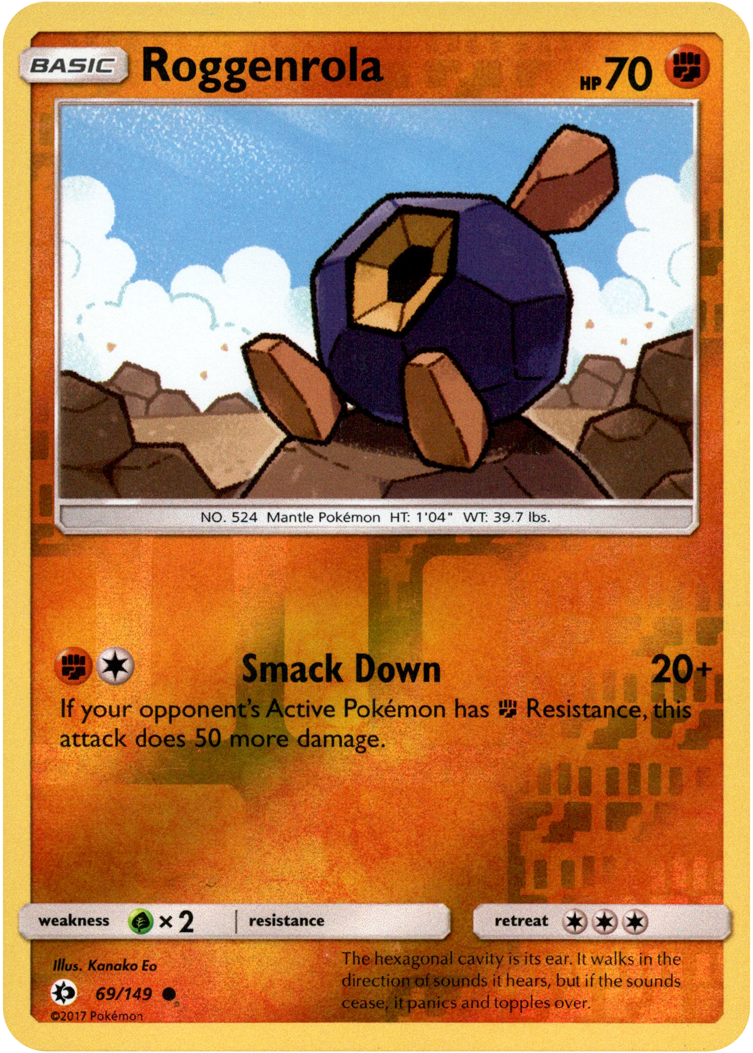 Roggenrola - 69/149 - Sun & Moon - Reverse Holo - Card Cavern