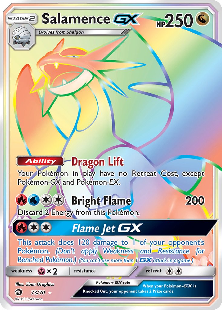 Salamence GX Hyper Rare - 73/70 - Dragon Majesty - Holo - Card Cavern