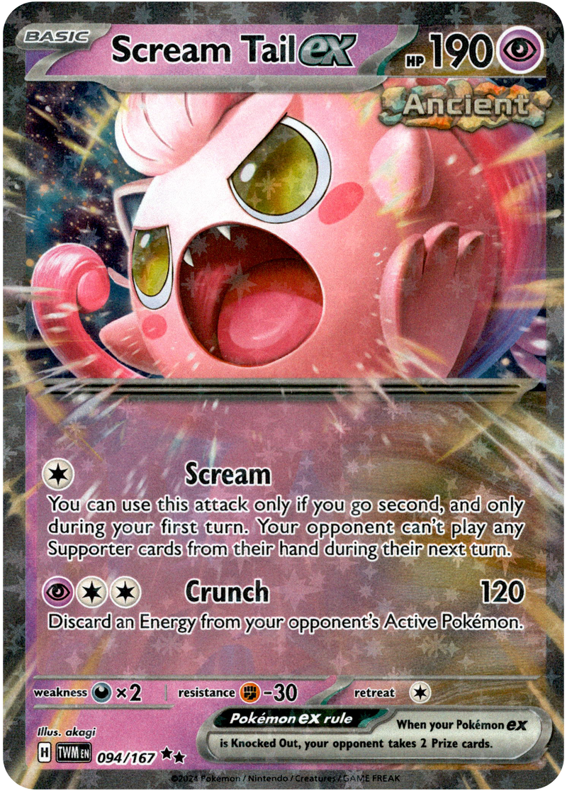Pokemon TCG Twilight Masquerade 094/167 Scream Tail ex Card