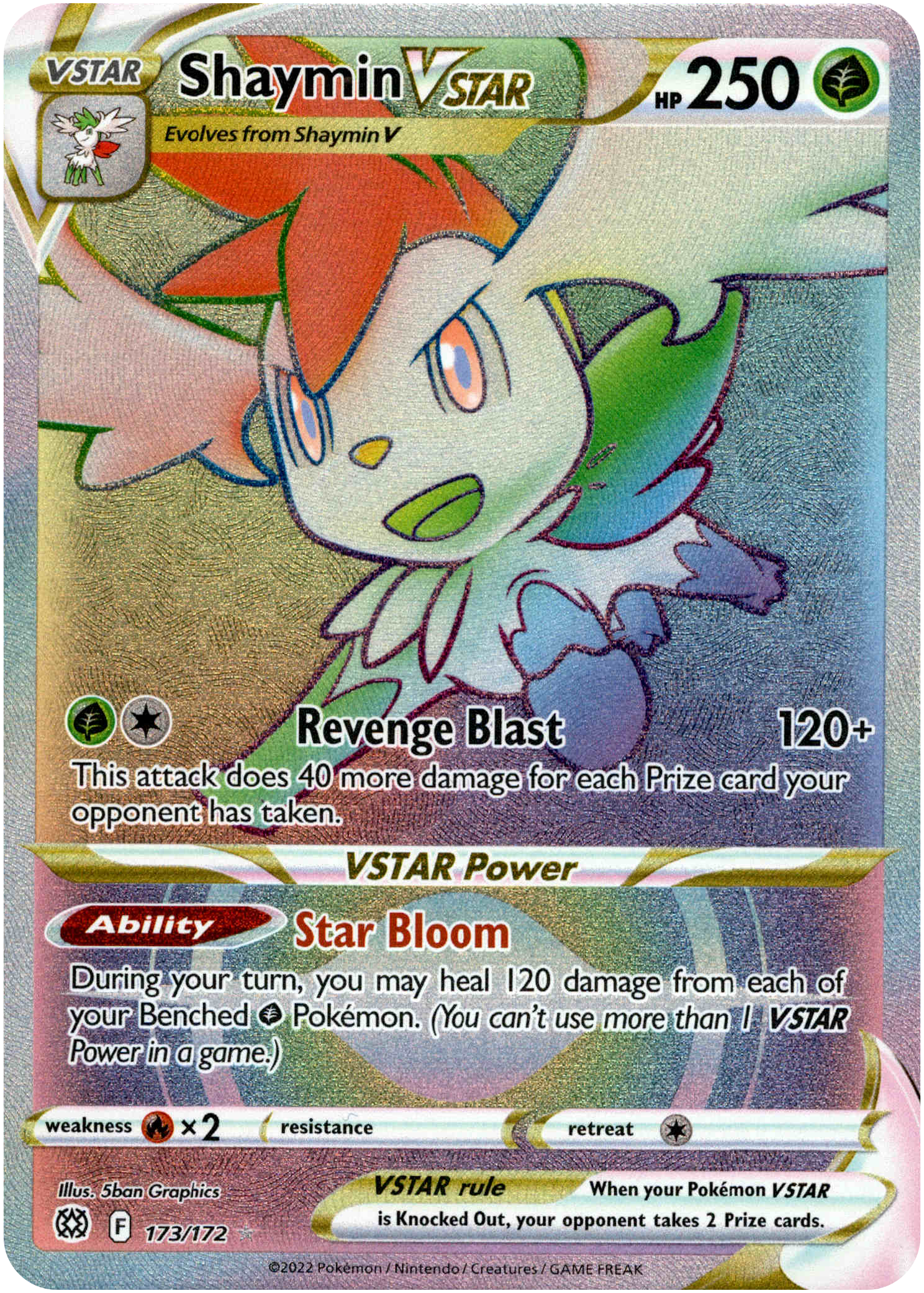 Shaymin VSTAR Hyper Rare - 173/172 - Brilliant Stars - Holo - Card Cavern