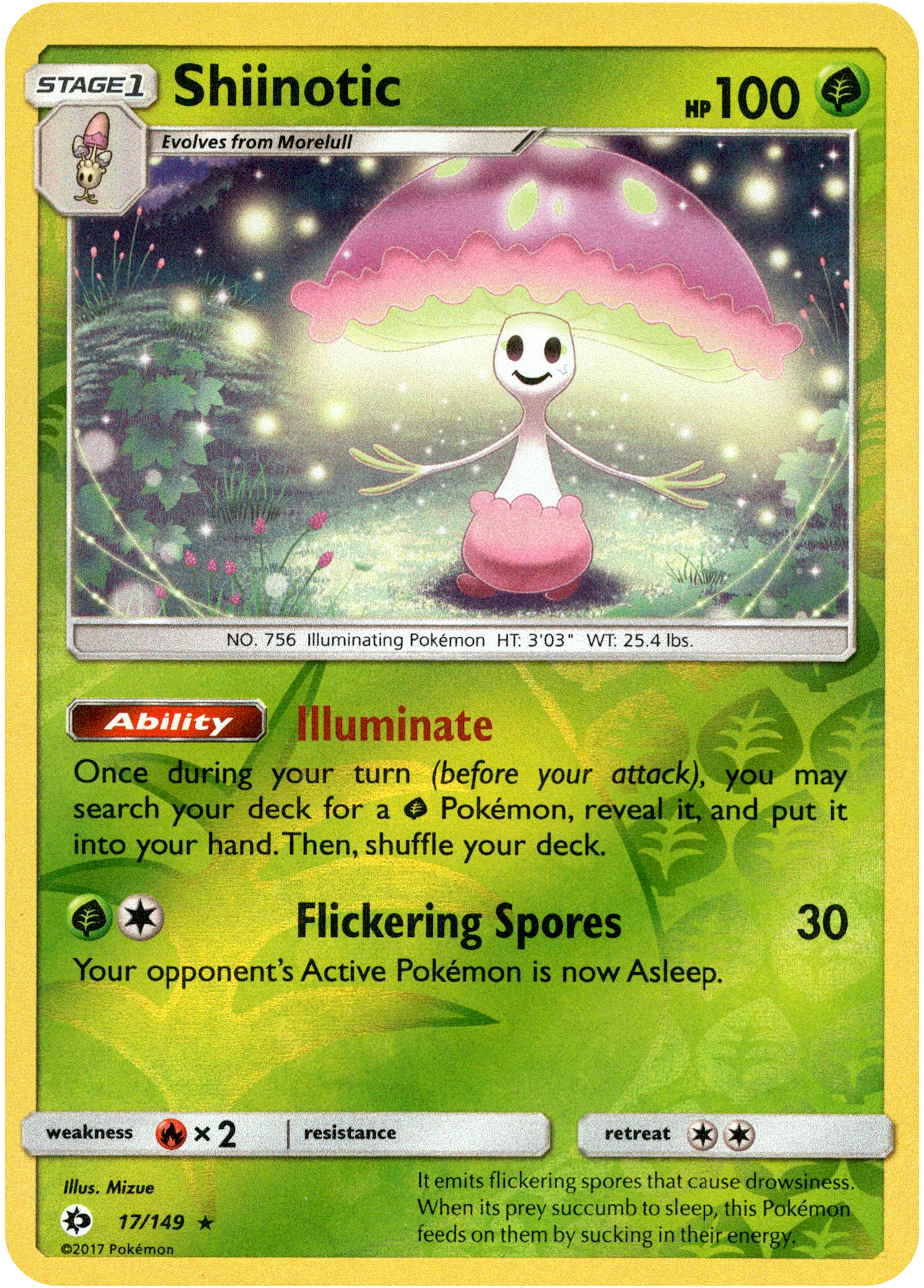 Shiinotic - 17/149 - Sun & Moon - Reverse Holo - Card Cavern