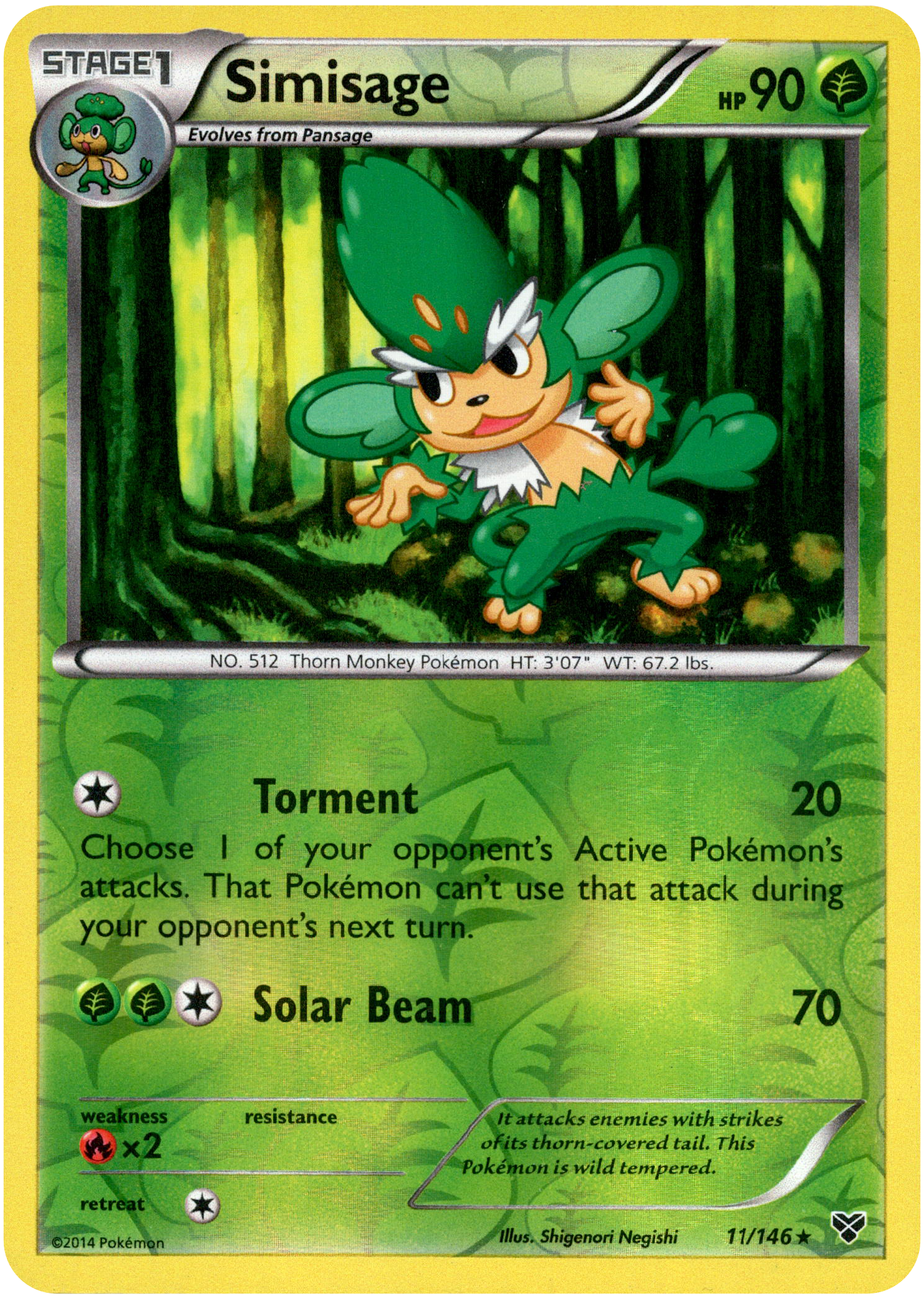 Simisage - 11/146 - XY Base - Reverse Holo - Card Cavern