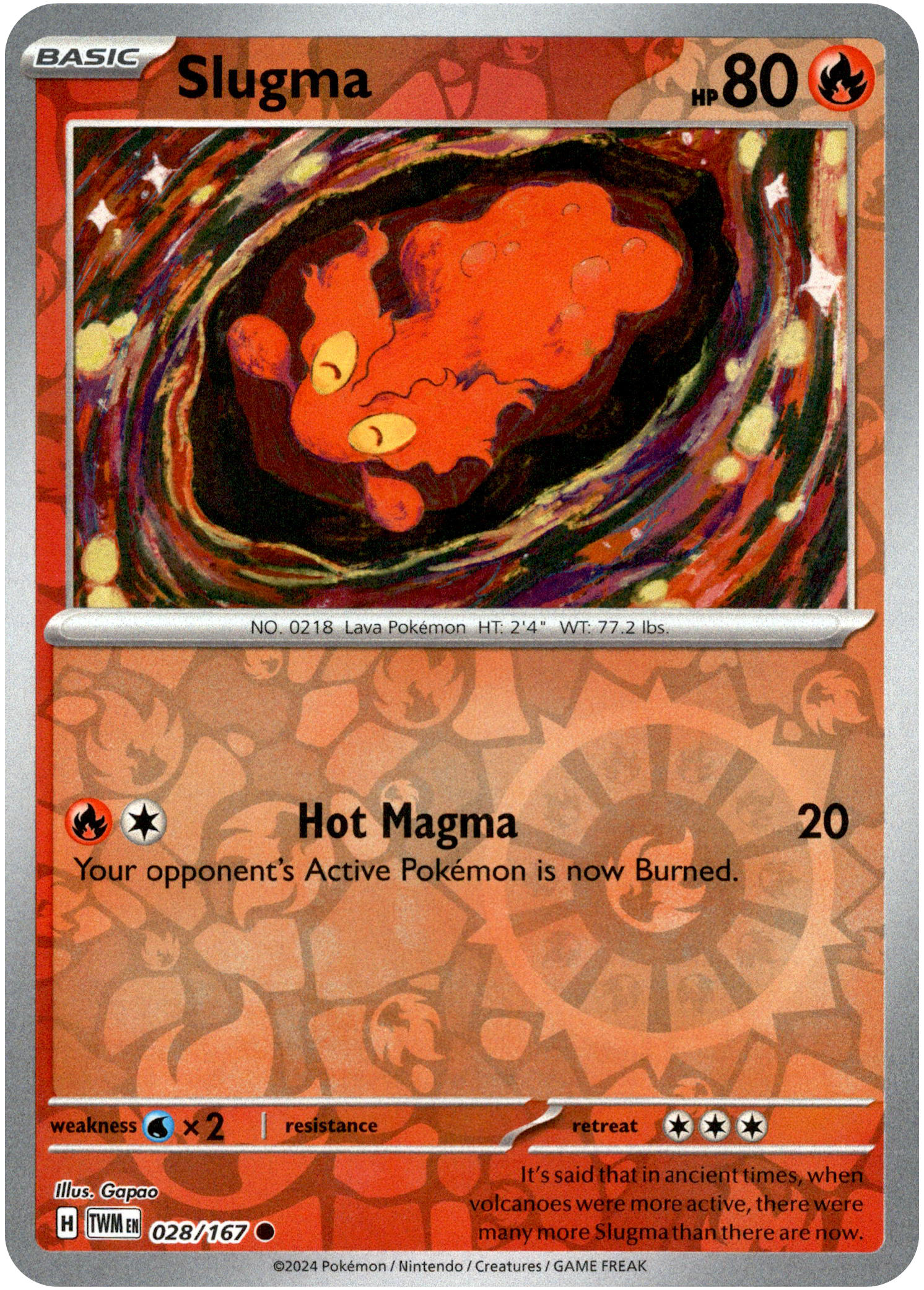 Slugma - 028/167 - Twilight Masquerade - Reverse Holo - Card Cavern