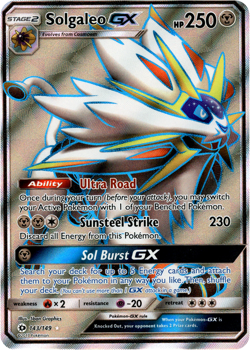 Solgaleo GX Full Art - 143/149 - Sun & Moon - Holo Card Cavern Trading Cards, LLC Solgaleo GX Full Art - 143/149 - Sun & Moon - Holo Card Cavern Trading Cards, LLC