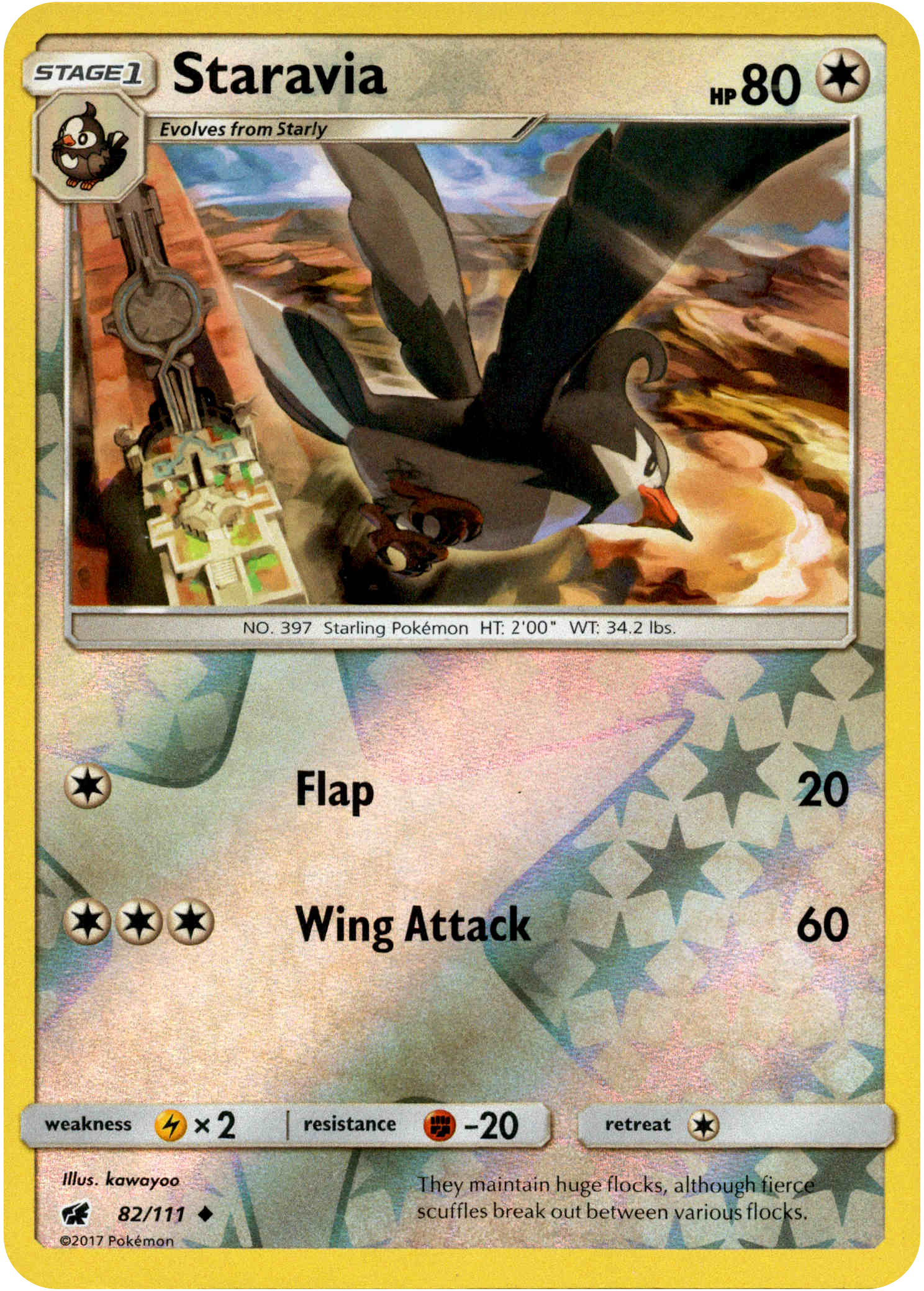 Staravia - 82/111 - Crimson Invasion - Reverse Holo - Card Cavern