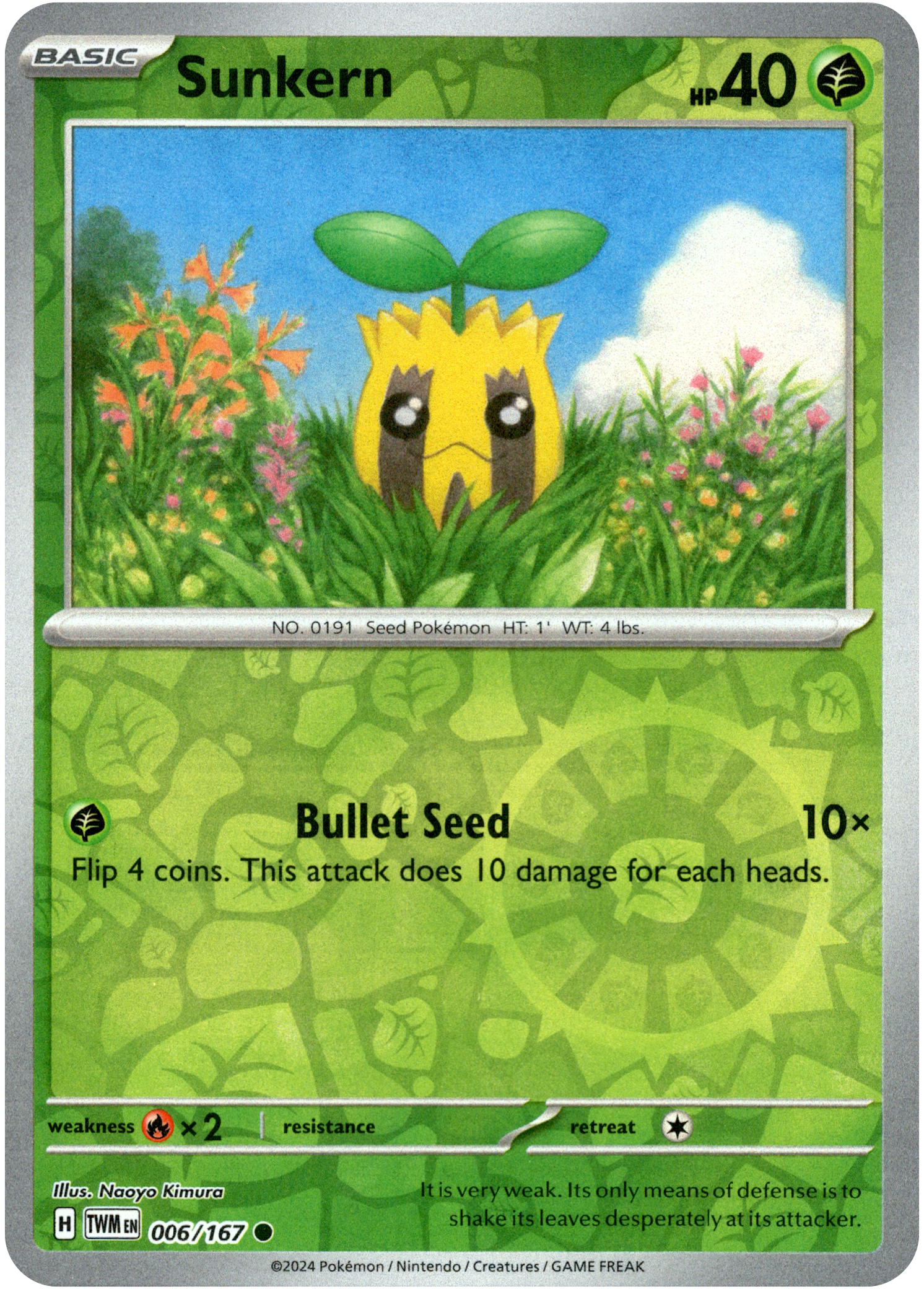 Sunkern - 006/167 - Twilight Masquerade - Reverse Holo - Card Cavern