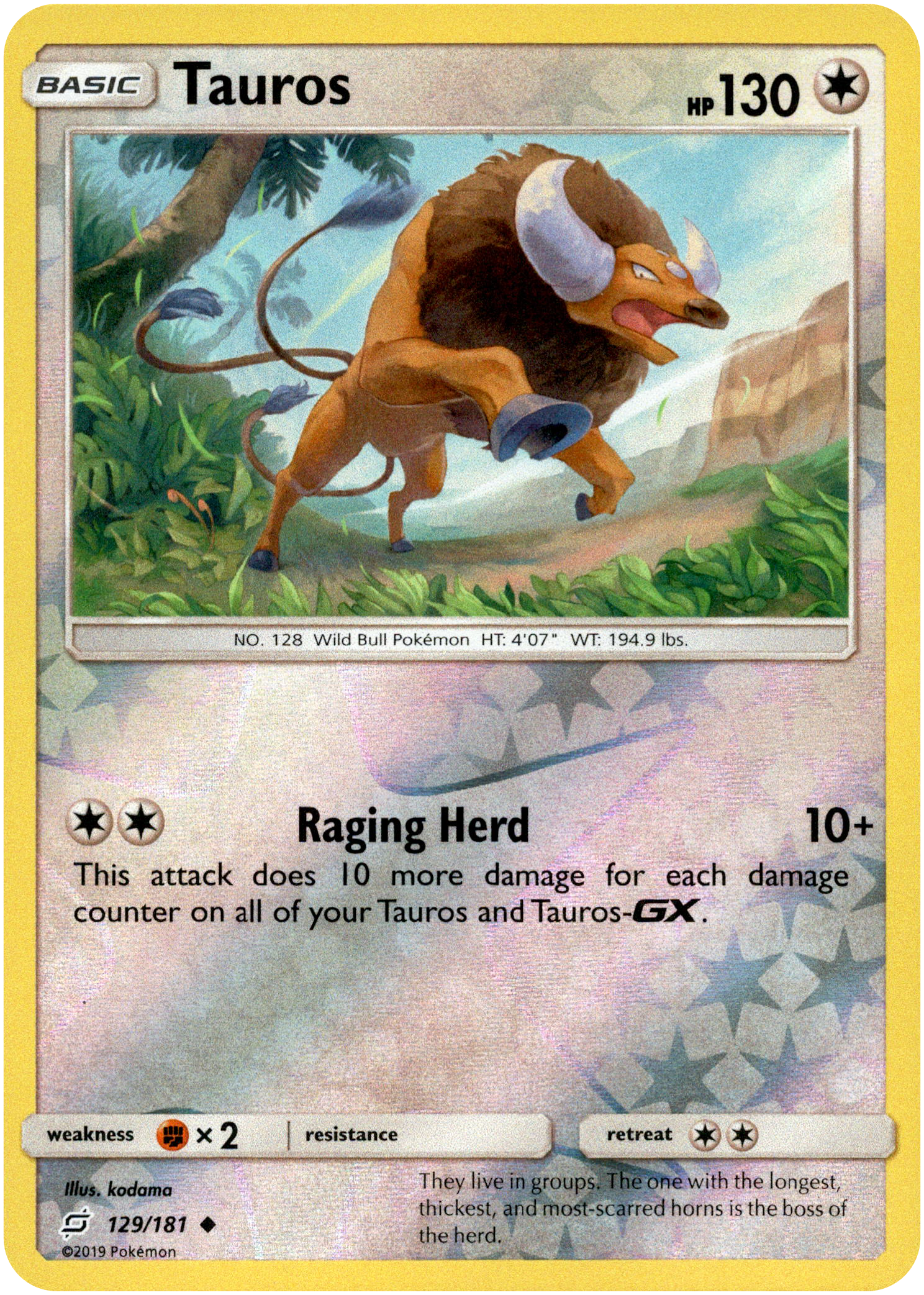 Tauros - 129/181 - Team Up - Reverse Holo - Card Cavern