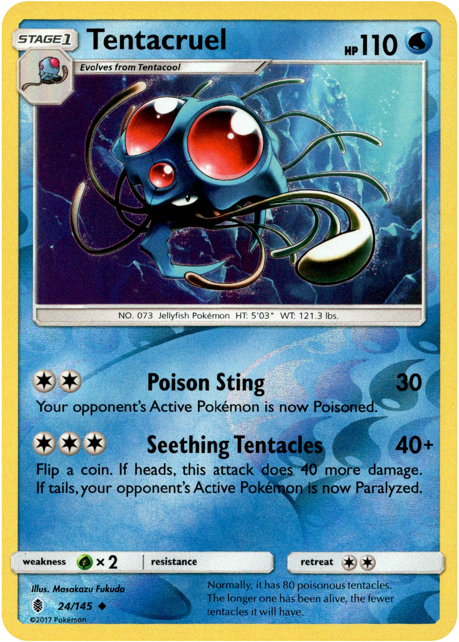 Tentacruel - 24/145 - Guardians Rising - Reverse Holo - Card Cavern