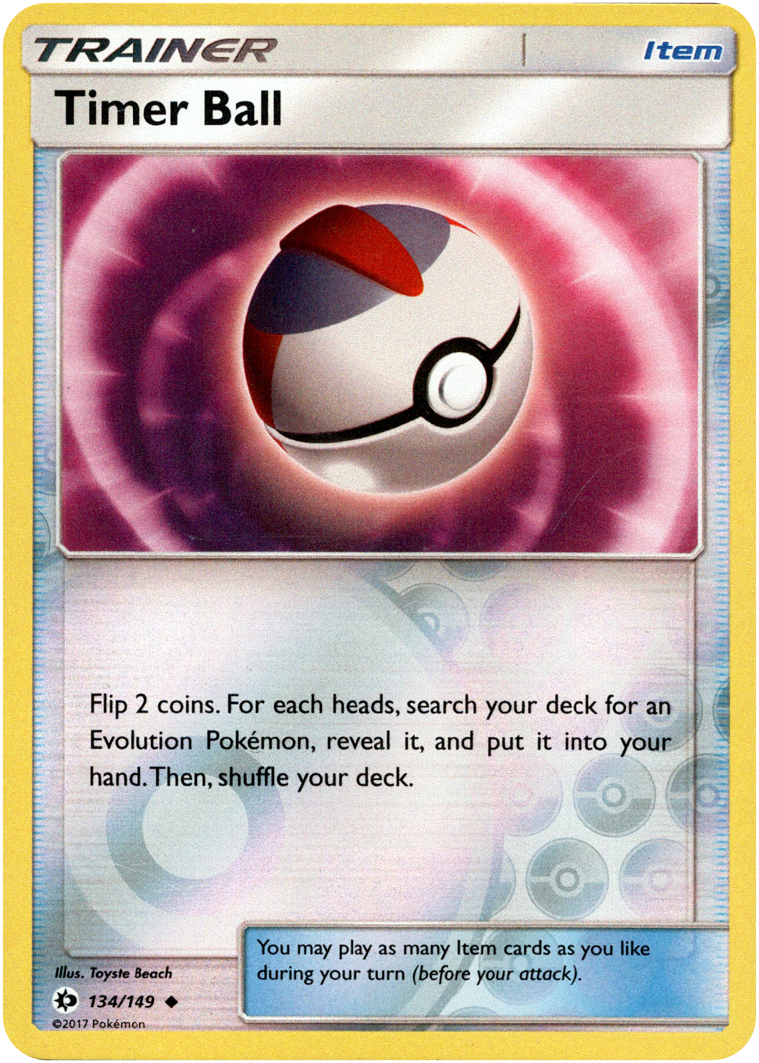 Timer Ball - 134/149 - Sun & Moon - Reverse Holo - Card Cavern