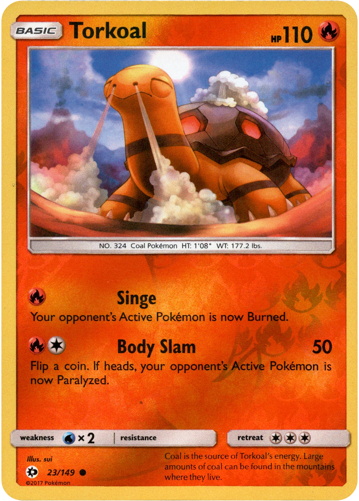Torkoal - 23/149 - Sun & Moon - Reverse Holo - Card Cavern
