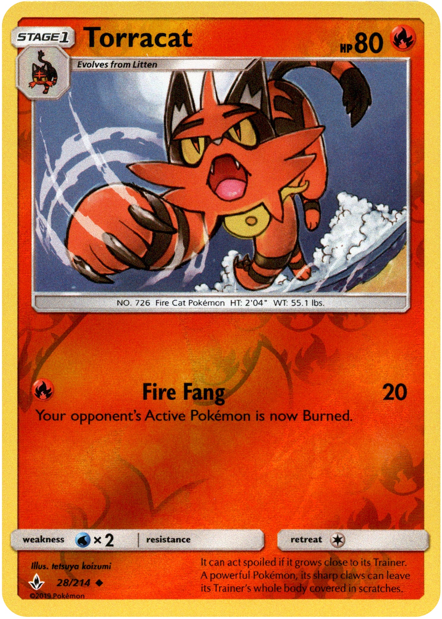 Torracat - 28/214 - Unbroken Bonds - Reverse Holo - Card Cavern