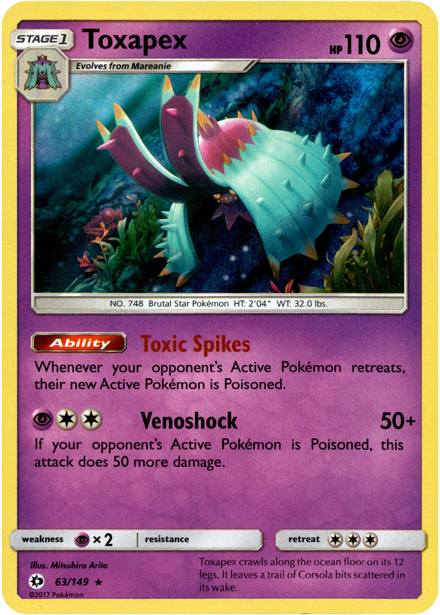 Toxapex - 63/149 - Sun & Moon - Holo - Card Cavern
