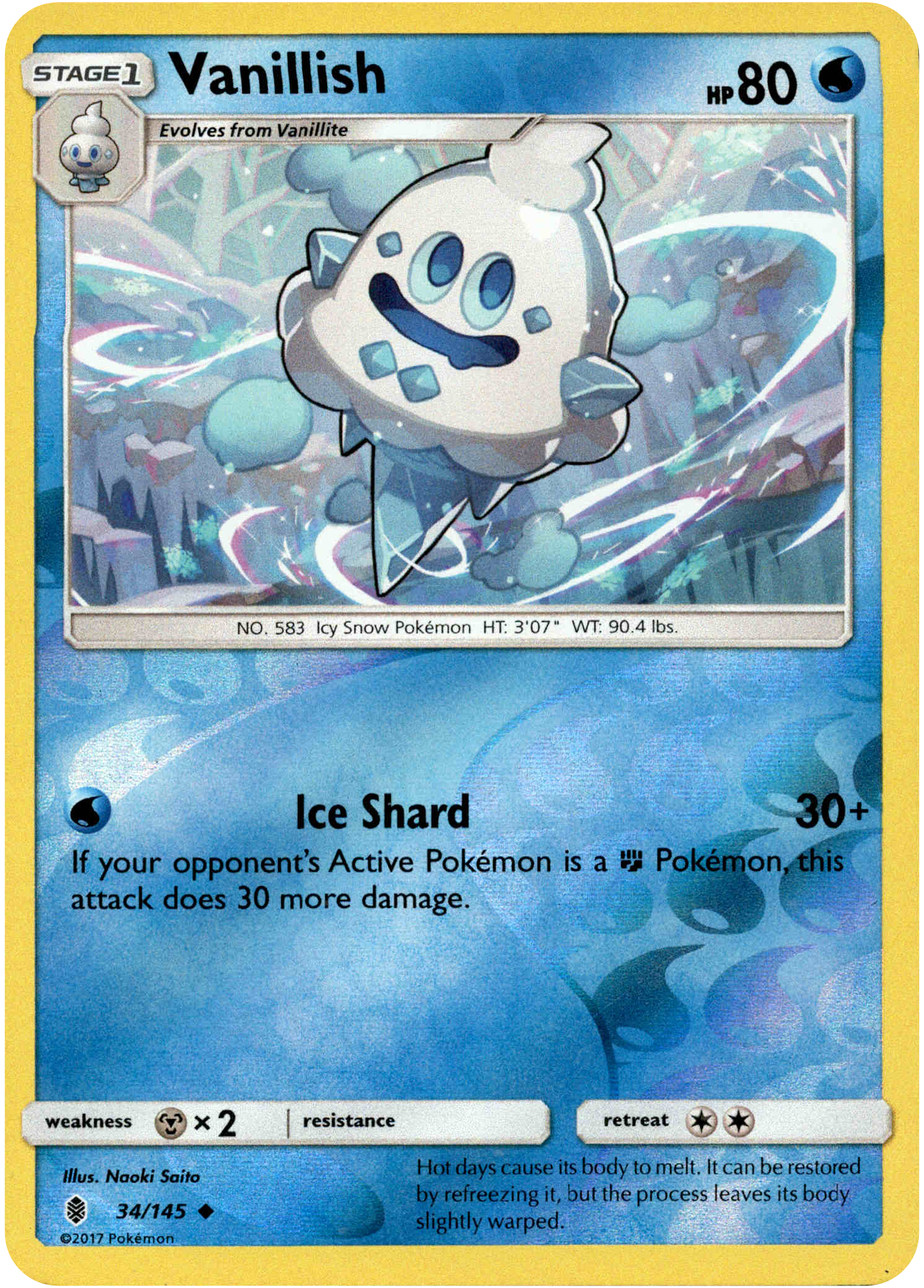 Vanillish - 34/145 - Guardians Rising - Reverse Holo - Card Cavern