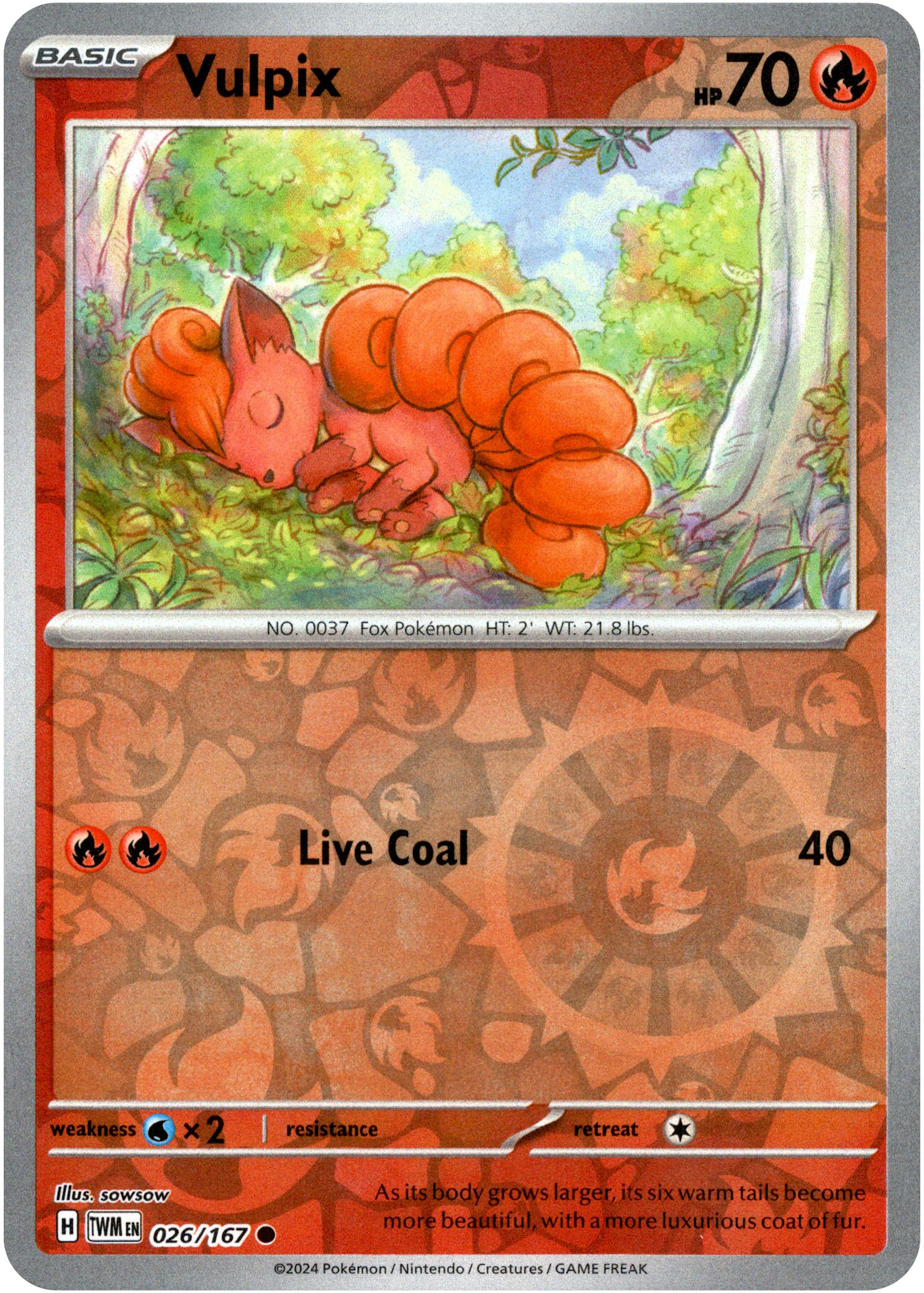 Vulpix - 026/167 - Twilight Masquerade - Reverse Holo - Card Cavern
