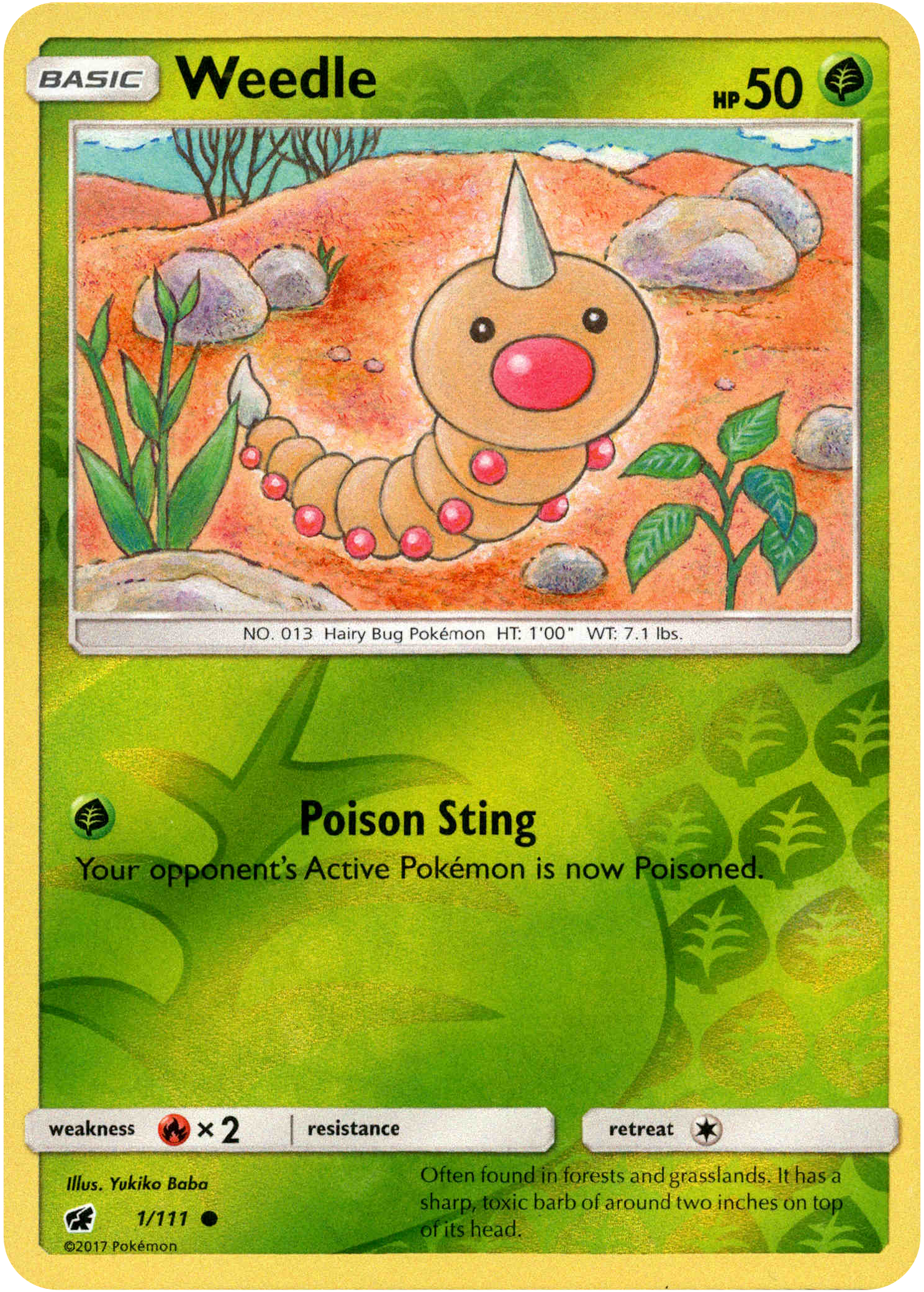 Weedle - 1/111 - Crimson Invasion - Reverse Holo - Card Cavern