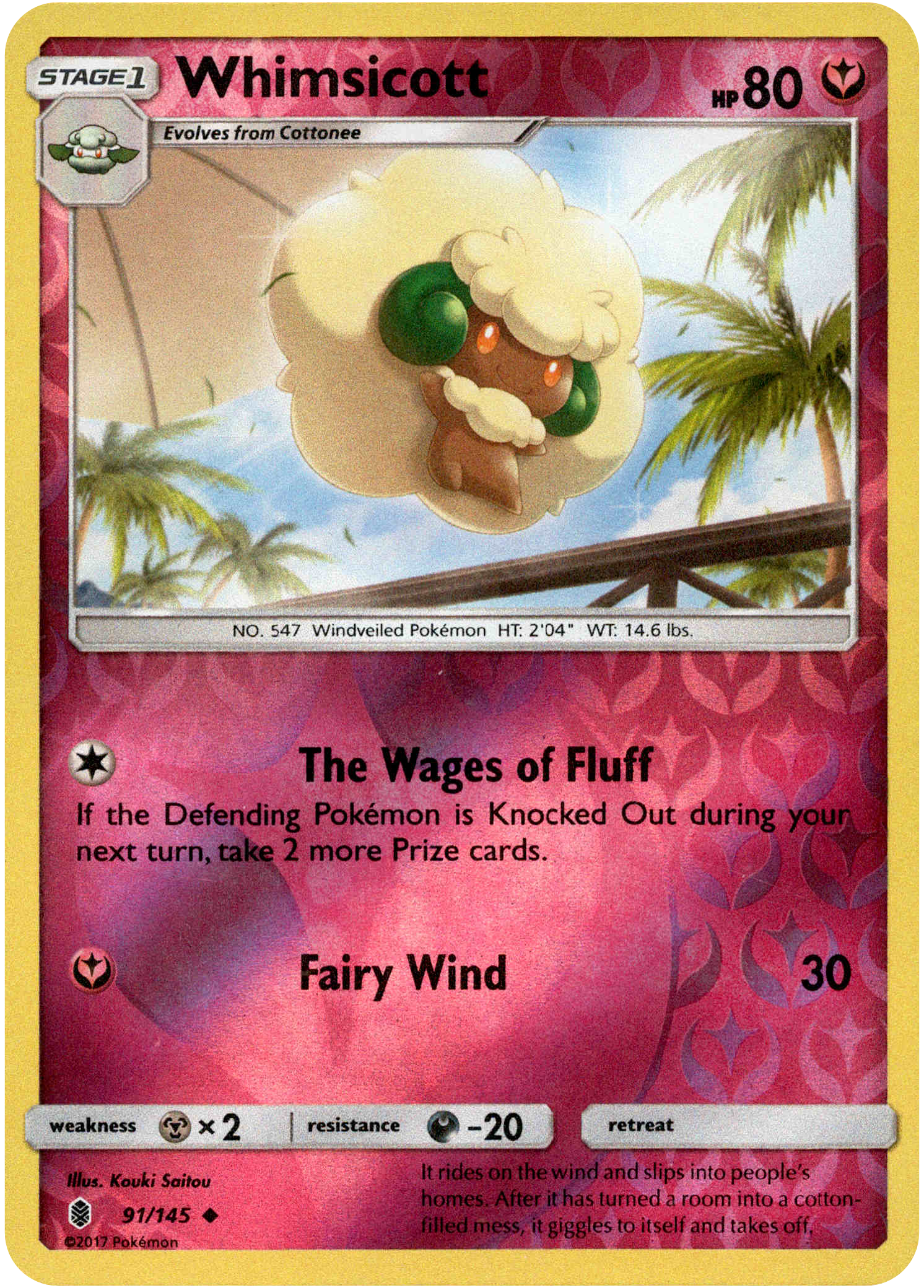 Whimsicott - 91/145 - Guardians Rising - Reverse Holo - Card Cavern