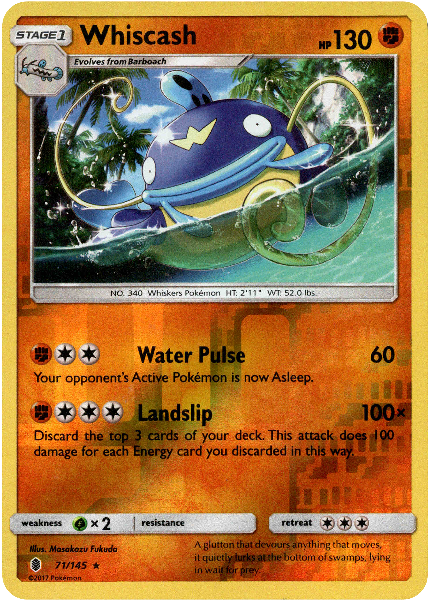 Whiscash - 71/145 - Guardians Rising - Reverse Holo - Card Cavern