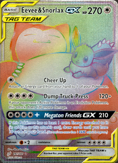 Eevee & Snorlax GX Hyper Rare - 191/181 - Team Up - Holo - Card Cavern