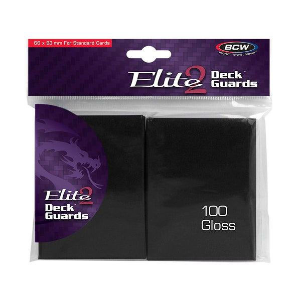 Deck Guard Elite 2 - 100ct Standard Card Sleeves - Black (Gloss) - Card Cavern