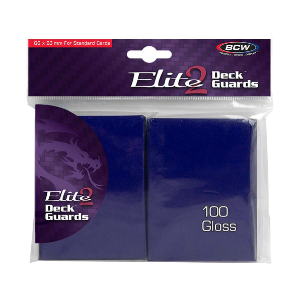 Deck Guard Elite 2 - 100ct Standard Card Sleeves - Blue (Gloss) - Card Cavern