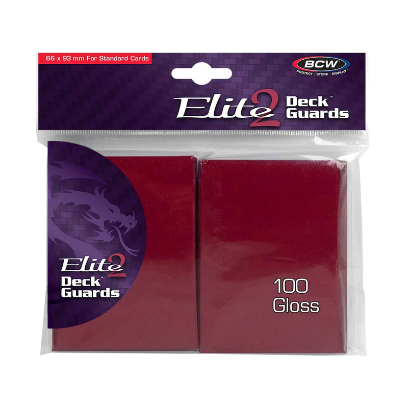 Deck Guard Elite 2 - 100ct Standard Card Sleeves - Red (Gloss) - Card Cavern