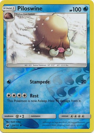 Piloswine - 20/111 - Crimson Invasion - Reverse Holo - Card Cavern