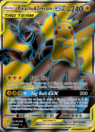 Pikachu & Zekrom GX Full Art - 162/181 - Team Up - Holo - Card Cavern