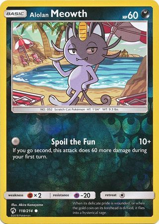 Alolan Meowth - 118/214 - Lost Thunder - Reverse Holo - Card Cavern