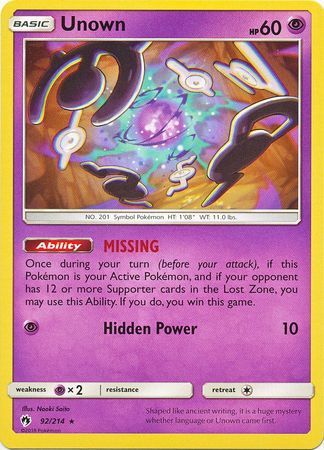 Unown - 92/214 - Lost Thunder - Card Cavern