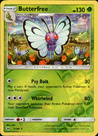 Butterfree - 3/149 - Sun and Moon Base - Reverse Holo - Card Cavern