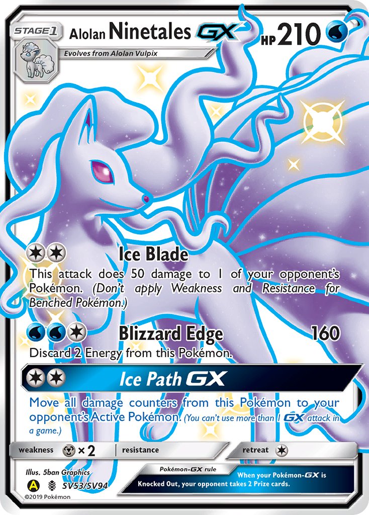 Alolan Ninetales GX - SV53/SV94 - Hidden Fates - Holo - Card Cavern