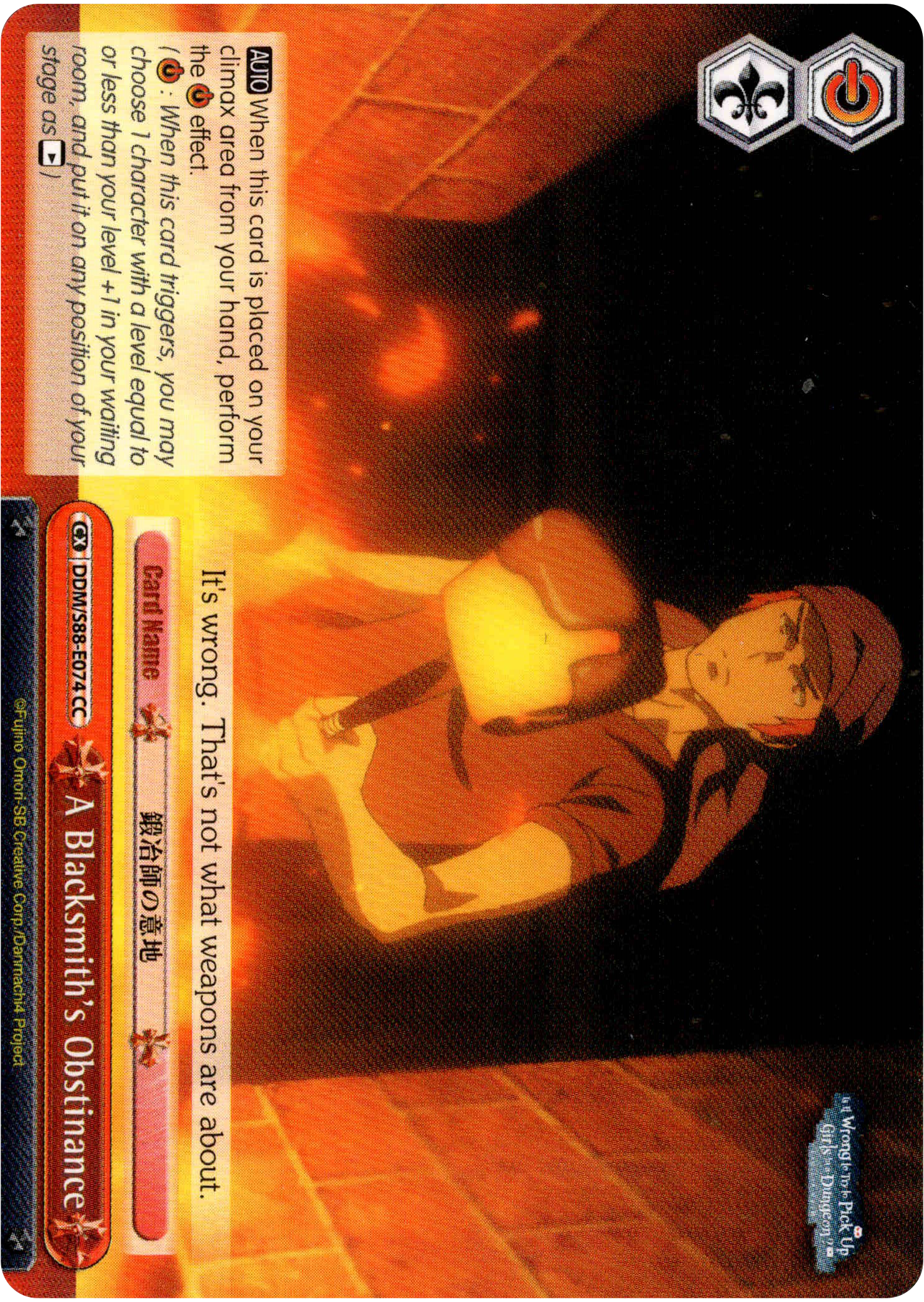 A Blacksmith's Obstinance - DDM/S88-E074 CC - Is it Wrong to Try to Pick Up Girls in a Dungeon? - Card Cavern