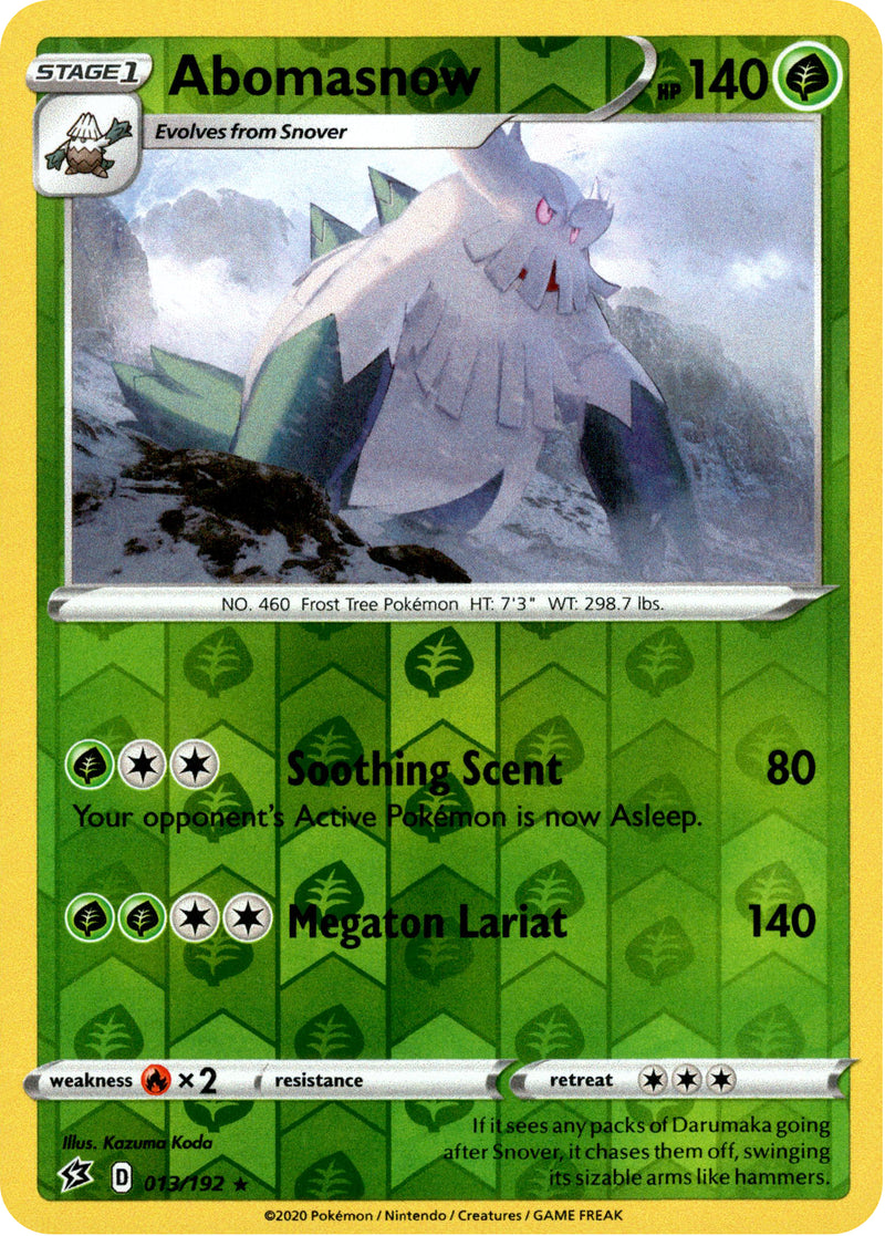 Abomasnow - 13/192 - Rebel Clash - Reverse Holo Card Cavern Trading Cards, LLC Abomasnow - 13/192 - Rebel Clash - Reverse Holo Card Cavern Trading Cards, LLC