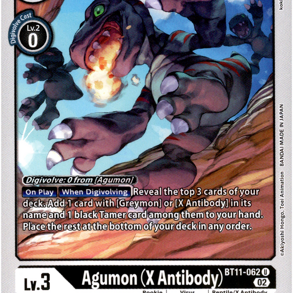 Agumon (X Antibody) - BT11-062 U - Dimensional Phase Card Cavern Trading Cards, LLC Agumon (X Antibody) - BT11-062 U - Dimensional Phase Card Cavern Trading Cards, LLC
