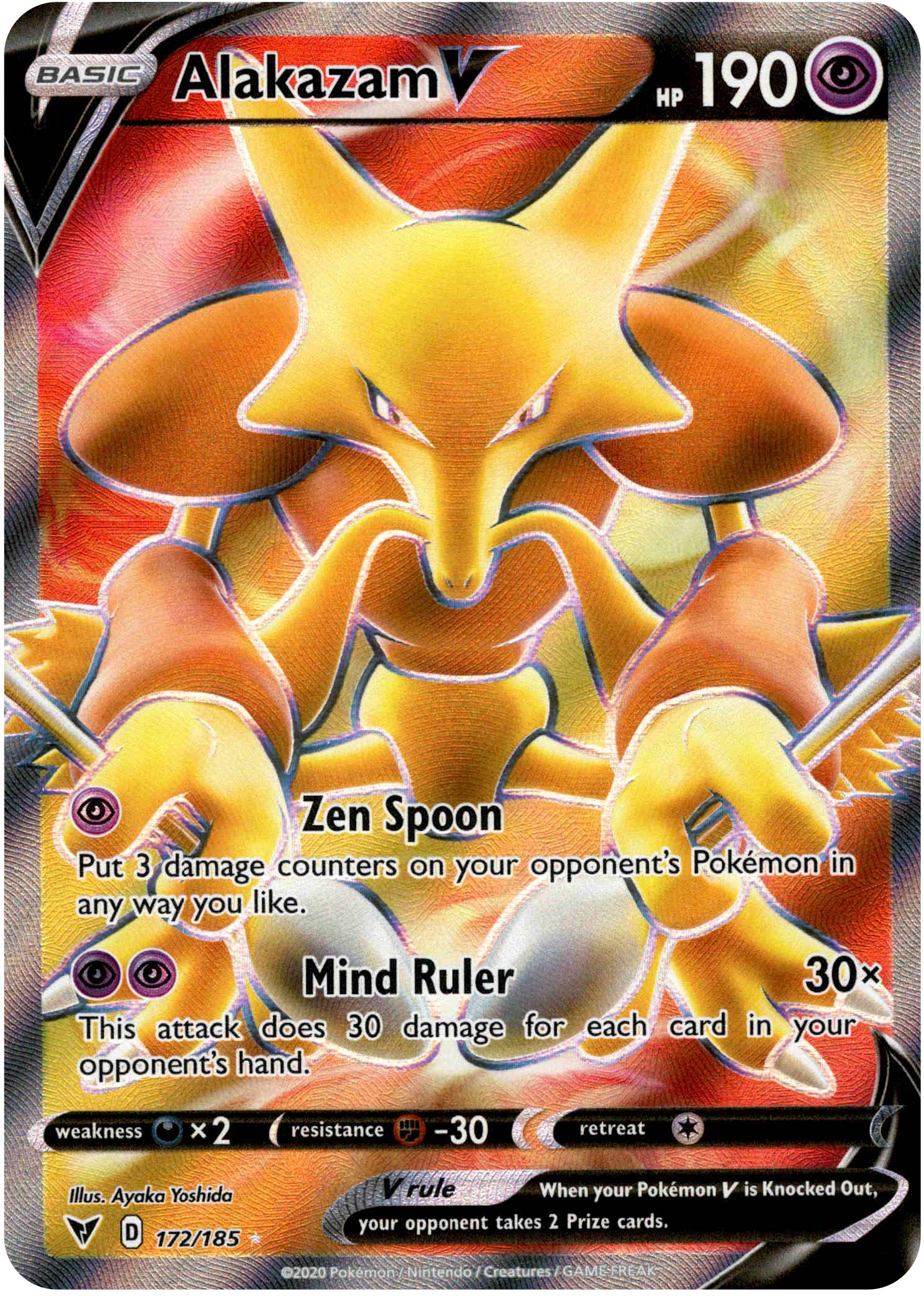 Alakazam V Full Art - 172/185 - Vivid Voltage - Holo - Card Cavern