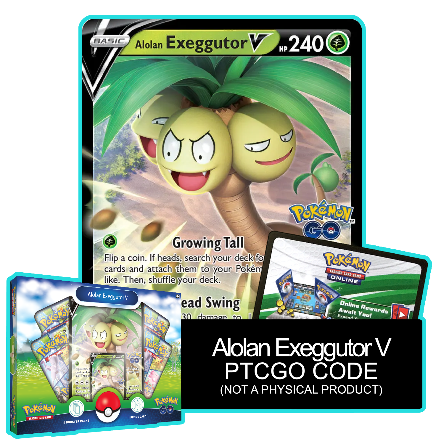 Alolan Exeggutor V SWSH225 PTCGO Code - Card Cavern